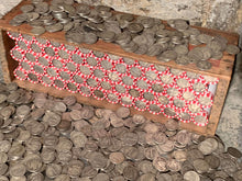 Load image into Gallery viewer, VINTAGE RED &amp; WHITE BANK ROLL WITH A SILVER DIME SHOWING
