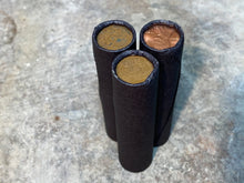 Load image into Gallery viewer, WHEAT PENNY ROLL black old unsearched wrapped us coin cents estate money hoard sale lot vintage pennies rolls cent coins
