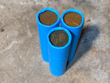 Load image into Gallery viewer, WHEAT PENNY ROLL old vintage blue unsearched wrapped us coin cent estate money hoard sale lot vintage pennies rolls cent coins
