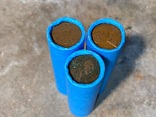 Load image into Gallery viewer, WHEAT PENNY ROLL old vintage blue unsearched wrapped us coin cent estate money hoard sale lot vintage pennies rolls cent coins
