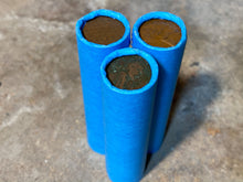 Load image into Gallery viewer, WHEAT PENNY ROLL old vintage blue unsearched wrapped us coin cent estate money hoard sale lot vintage pennies rolls cent coins
